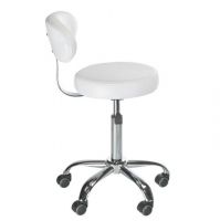 Židle BERN s opěrátkem na stříbrné základně s kolečky - bílá