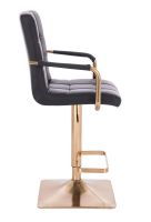Barová židle VERONA GOLD na zlaté hranaté základně - černá